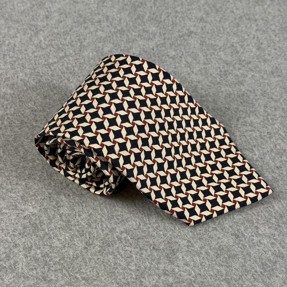 Vintage Paul Fredrick Italian Silk Geometric Tie USA Hand Tailored